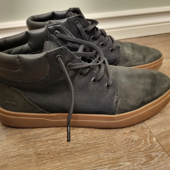 Timberland Davis Square Leather/Fabric Men's Chukka Black Nubuck Size 9 - Picture 6 of 13